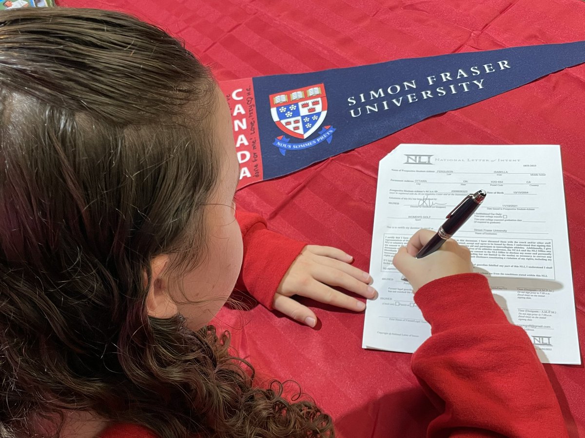 Kevinhaime's tweet photo. Congratulations to Isabella Ferguson (AKA Izzy, AKA Hot Chocolate) on this very exciting signing day. So much work and passion went into your accomplishment. Your attitude and effort are amazing. “Team Haime”is happy to have been part of your journey. @SFU will be a great match🎉 https://t.co/IRfiwqlLUp