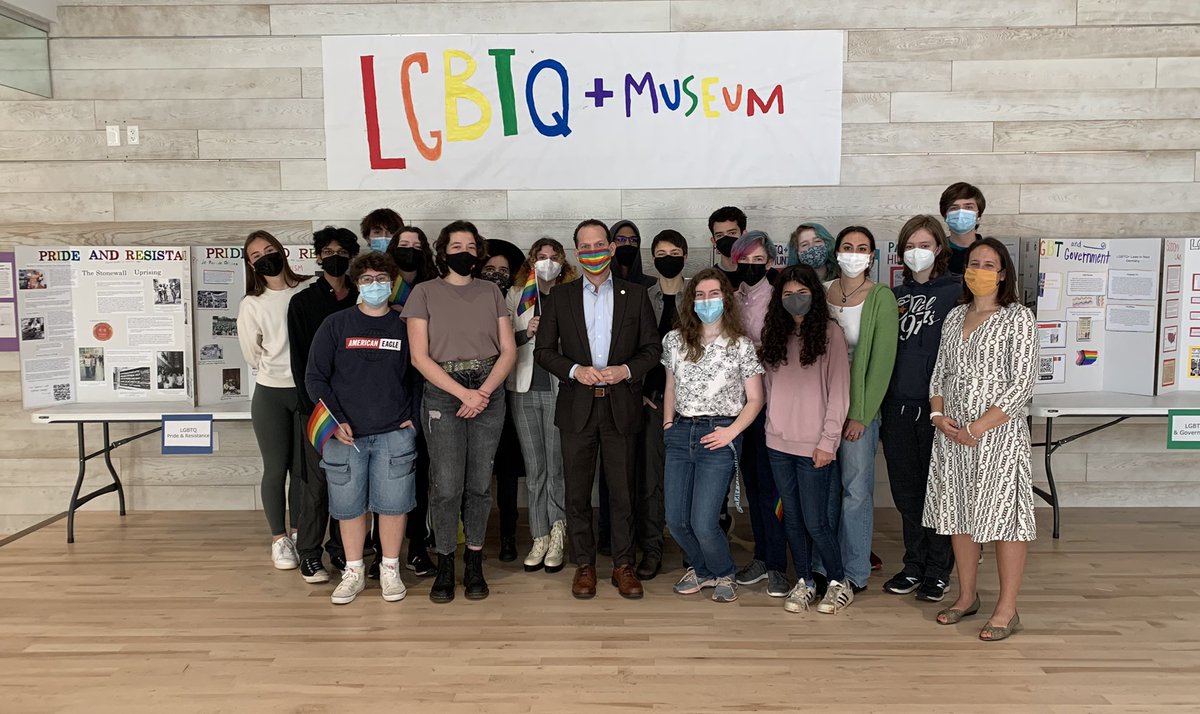 RWDodd's tweet photo. Thank you to our inspiring student leaders in our LGBTQ+ Studies course for leading OneWhitman today and creating the LGBTQ+ Museum! Special thanks to @EvanMGlass for visiting the Museum and supporting our students! #LGBTQ+Museum #OneWhitman https://t.co/h1vAwQAkZZ