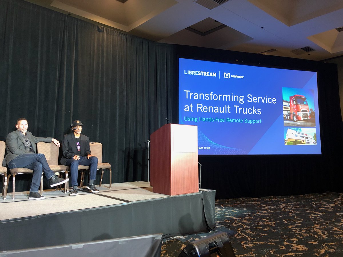 Librestream's tweet image. We&apos;re excited to speak at @ARealityEvent with our partner @realwearinc! If you&apos;re at the event, join us at Grand Ballroom B to learn how Renault Trucks utilizes AR to improve service delivery. 

#augmentedreality #librestream