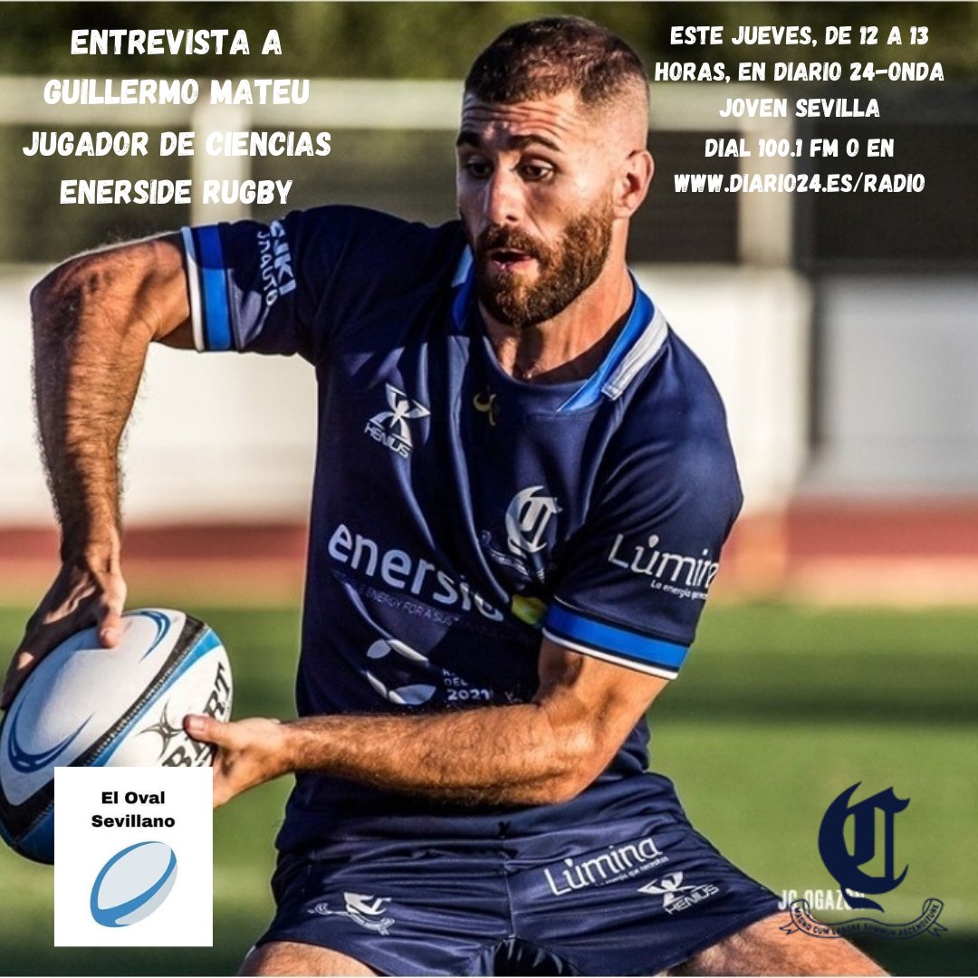 ovalandaluz's tweet photo. Esta semana en #OvalSevillano58 estará con nosotros el jugador de @rugbyciencias, Guillermo Mateu,donde hablaremos de su carrera y de la actualidad del equipo científico. Mañana, de 12 a 13 h,en la 100.1 FM Sevilla y en https://t.co/Jk68Xux8it

📸 @jcogazon

#Rugby #OvalSevillano https://t.co/ZBGPqUYzOa