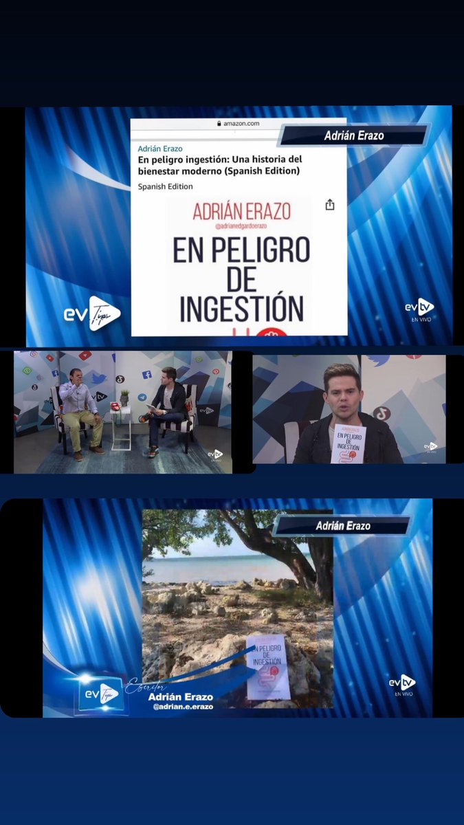 Adrian_Erazo100's tweet photo. Ayer tuve la oportunidad de presentar mi libro “En Peligro De Ingestión” por televisión en vivo. Gracias por ser parte de este nuevo derrotero @willymartin y a todo el staff de @EVTVMiami por su cálida recepción. https://t.co/o7Jgx5lnLs