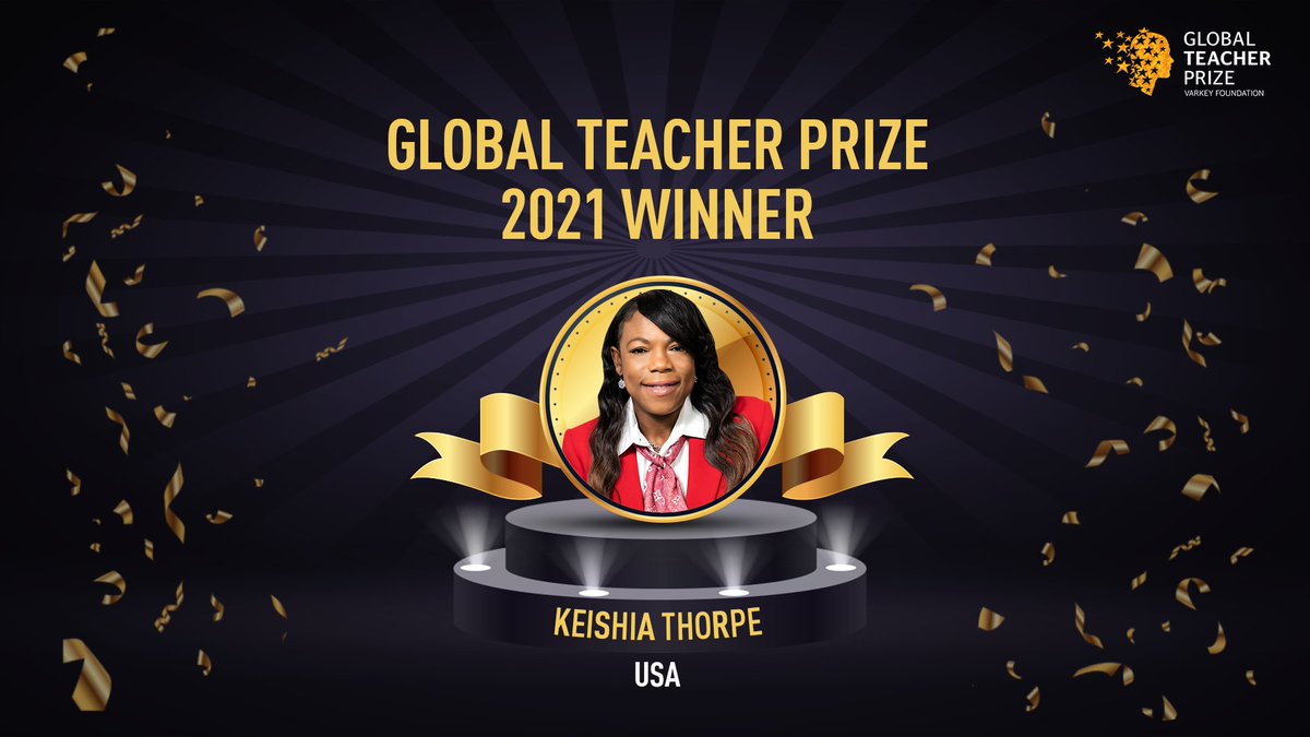 Keishia Thorpe, the winner of the Global Teacher Prize 2021. Congratulations! 

#GlobalTeacherPrize #TeachersMatter #KeishiaThorpe