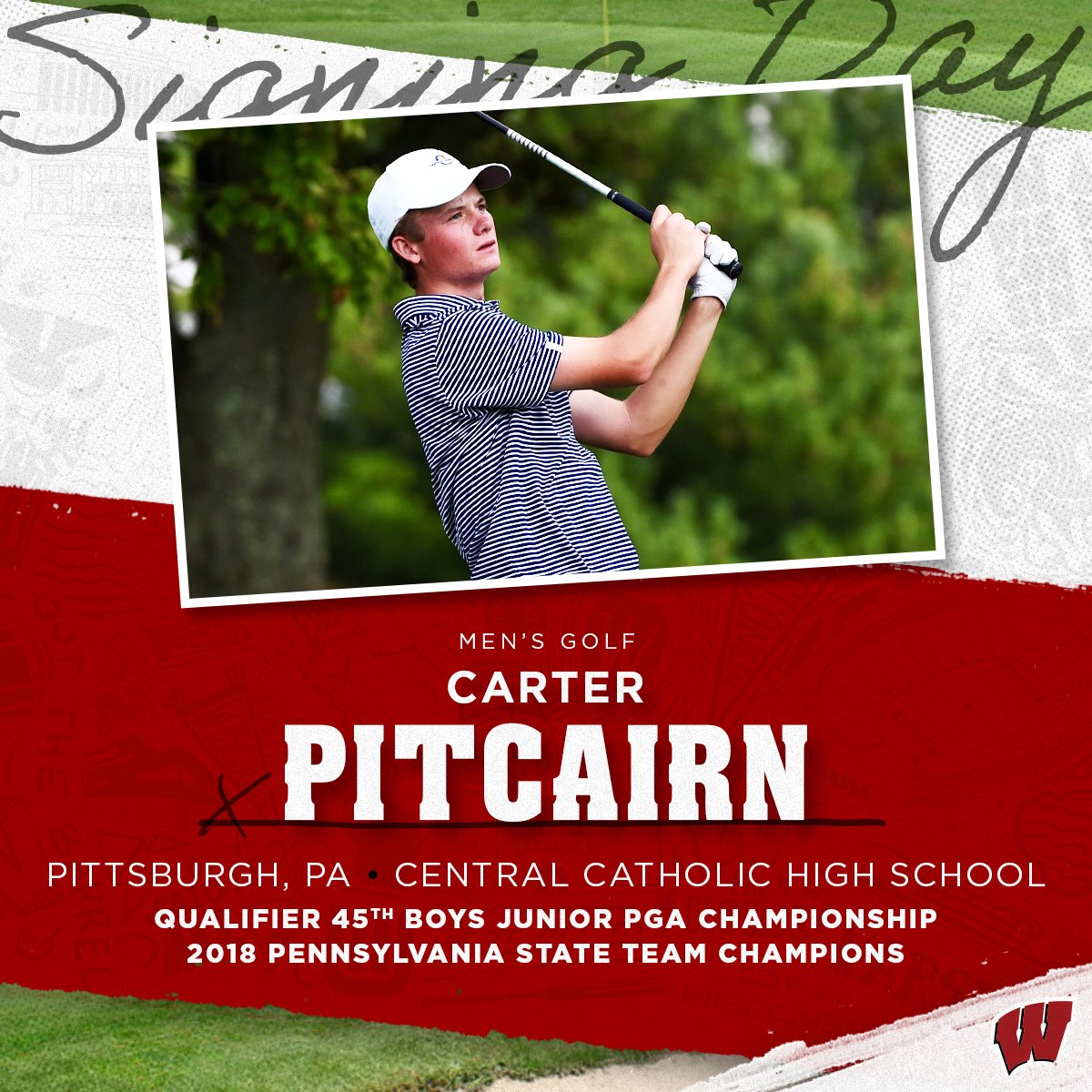 BadgerMGolf's tweet photo. This new Badger is official! ✍️

Welcome to Wisconsin @carterpit7! 
📍 Pittsburgh, Pa.
🏌️‍♂️ Qualifier 45th Boys Jr PGA Championship
⛳️ '18 Pennsylvania State Team Champs

#Badgers | #OnWisconsin | #NSD2021 https://t.co/Pz218LYt2g