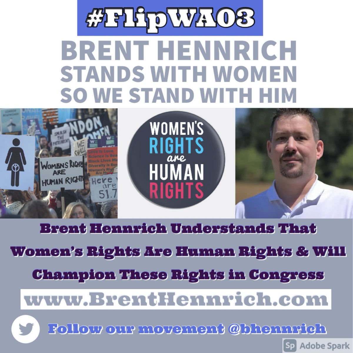 @bhennrich is a Fierce advocate for Women’s Rights & in Congress will fight to preserve Reproductive Rights & Healthcare for ALL Women 

A 🗳 for Brent is a 🗳for our future 
#FlipWA03 
#ResistanceUnited 
#VetsResist