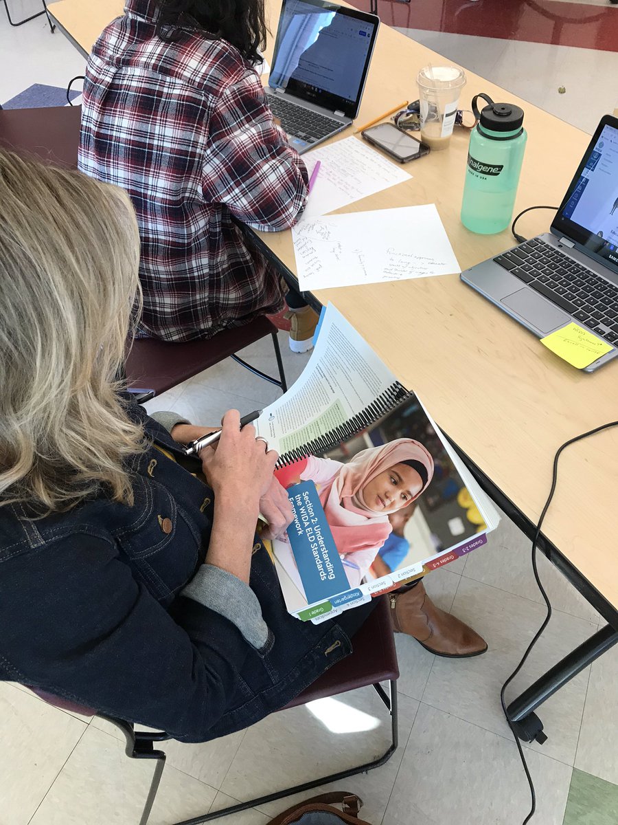 ELLs_frps's tweet photo. Another productive MLL monthly PD/meeting for our 6-8 ESL teachers. Today we tackled Module 1 of #WIDA2020 course on the new standards. #professionaldevelopment #multilingual #Standards https://t.co/Fl1dlebnPU