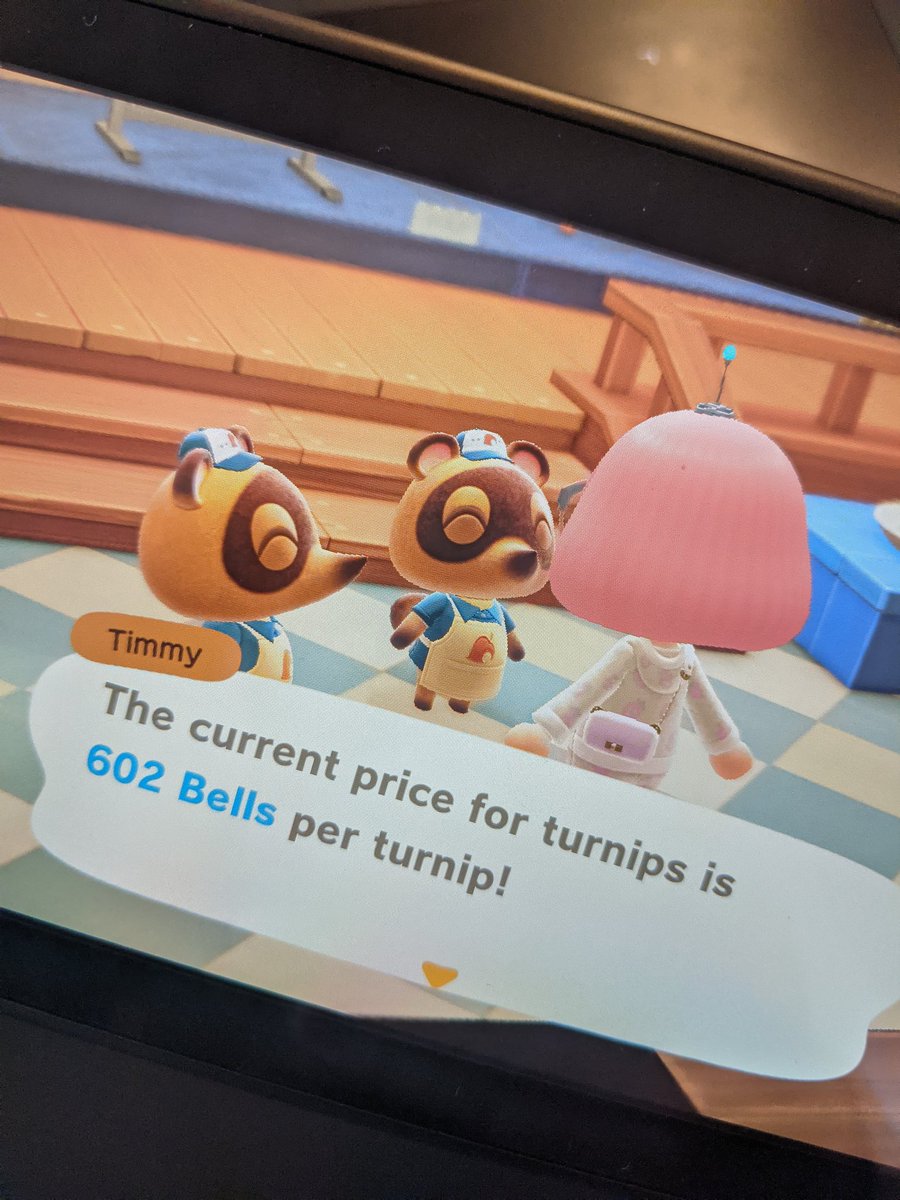MissSerena's tweet photo. #turnipcode 602 bells for turnips, but only for the next hour until the afternoon price flips over. Dodo code: C5WWC #ACNHturnips https://t.co/gIejzwFb5O