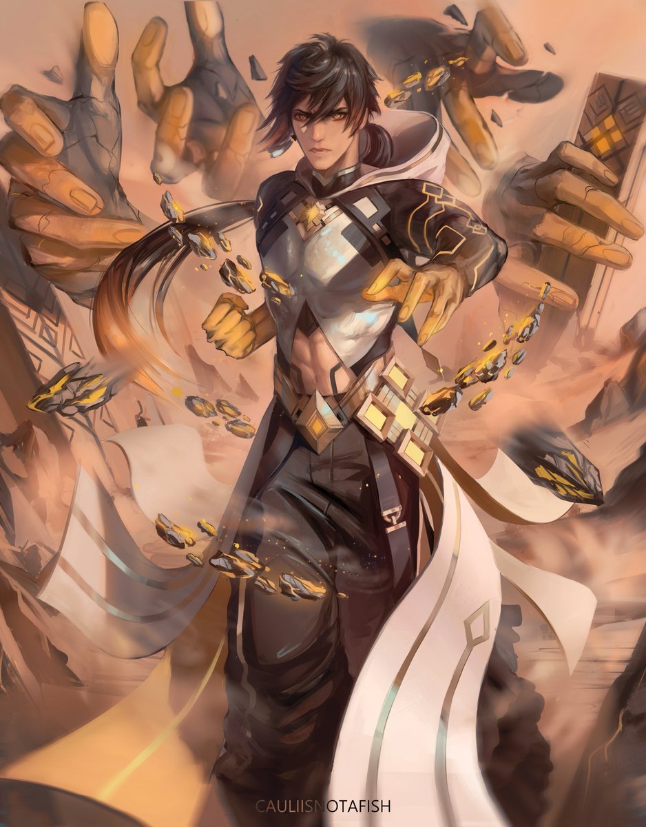 #原神 #GenshinImpact #zhongli #morax   
Work I've made on this weekends