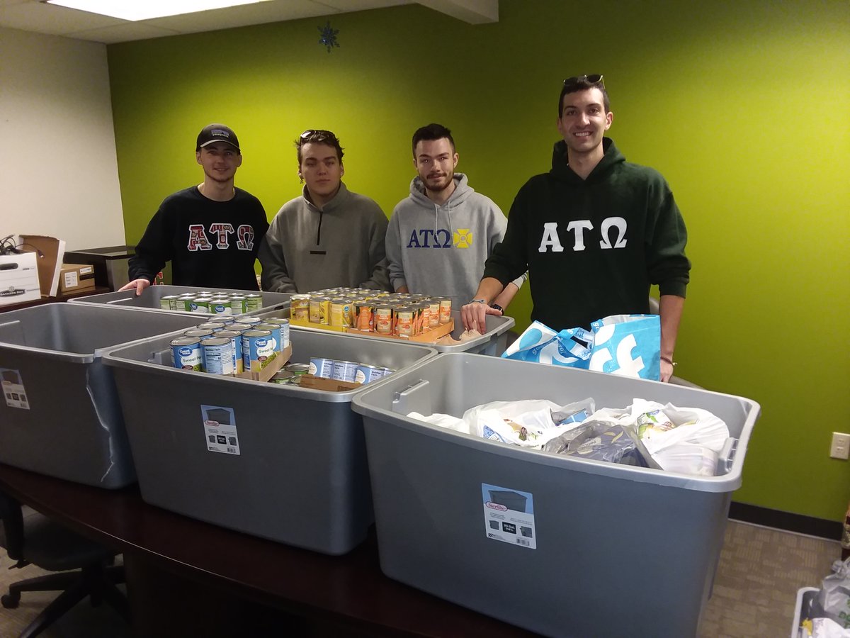 Several members of the Alpha Tau Omega fraternity at Kent State University collected food donations for Hunger Network and today dropped off over 800 food items for those in need.  Nice!