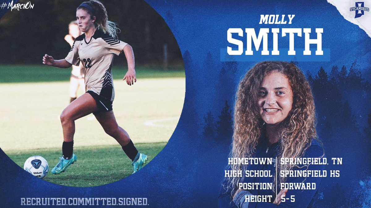 IndStSoccer's tweet photo. She's a 𝐒𝐘𝐂𝐀𝐌𝐎𝐑𝐄!

Welcome @molly_smith7 to the Indiana State family!

#MarchOn | #NSD21 https://t.co/fPkT5VjEnd