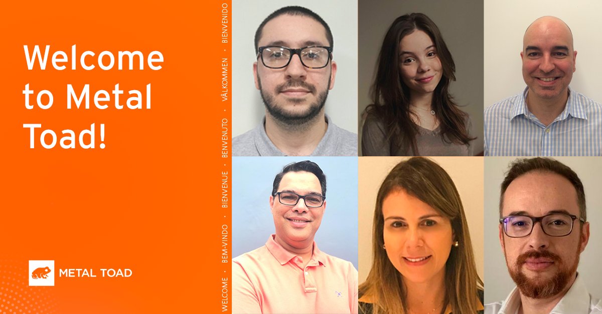 metaltoad's tweet photo. We have some exciting news. Over the last couple of months, we have welcomed 18 new Toads to Metal Toad

Please join us in welcoming our first six toads; Gustavo, Laura, Sergio, Alessandro, Patricia, and Daniel!

We'll announce more new Toads soon.
#metaltoad #newemployees https://t.co/ZdB9kdze3O