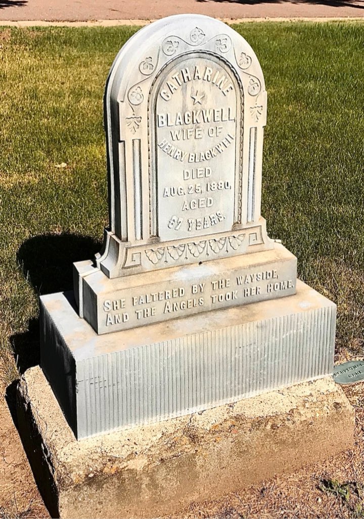TraciRylands's tweet photo. Hereโs my #Wordsday, coming from LeMars Cemetery in Iowa. Catharine Blackwellโs white bronze marker notes: โShe faltered by the wayside, and the angels took her home.โ She died at age 67 on Aug. 25, 1880. https://t.co/uc8EQUEiPC