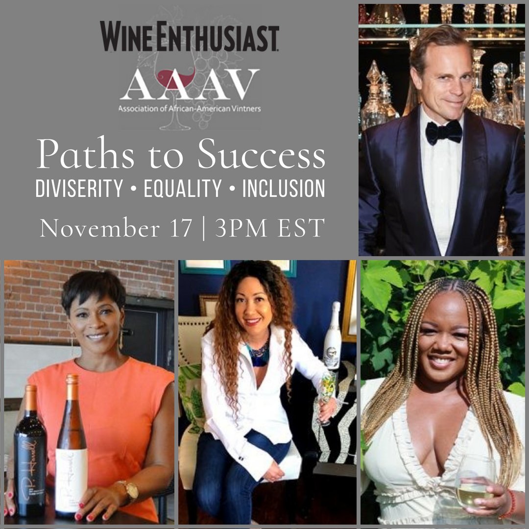 P. Harrell Wines (@pharrellwines) on Twitter photo November 17 is AAAV Paths to Success: Wine Brand Builders. Webinar will feature Paula Harrell, Desiree Noisette (Mermosa) & Chrishon Lampley (<a href="/LoveCorkScrew/">Love Cork Screw</a>). The panel will be moderated by Jean-Charles Boisset @JC_Boisset .
Register: winemag.com/2021/11/01/aaaโฆ @wineenthusiast November 17 is AAAV Paths to Success: Wine Brand Builders. Webinar will feature Paula Harrell, Desiree Noisette (Mermosa) & Chrishon Lampley (<a href="/LoveCorkScrew/">Love Cork Screw</a>). The panel will be moderated by Jean-Charles Boisset @JC_Boisset .
Register: winemag.com/2021/11/01/aaaโฆ @wineenthusiast