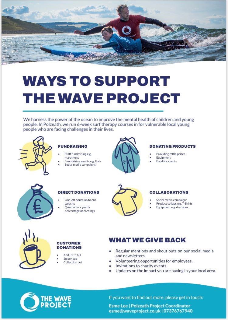 MikeBurnett76's tweet photo. If anyone can help with the #waveproject Polzeath where I volunteer please get in contact with Esme (details on the poster). A good cause that help young people improve their #mentalhealth with the power of the ocean #waveprojectcornwall #charityfundraising #mentalhealthawareness https://t.co/iIEDtxrgmH