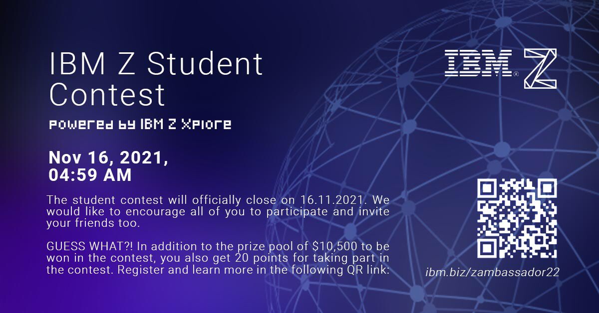 HannanKhan_'s tweet photo. The @IBMZ Student Contest is still on! Register before the 16th to compete ang get a chance to win $$$
Registration link:
https://t.co/YuGZPllnsj
@IBM @HackerEarth @YourBigYear @IntlConnector @IBM_ZXplore #Ibm #studentcontest #ibmz #zxplore https://t.co/godm6at4Za