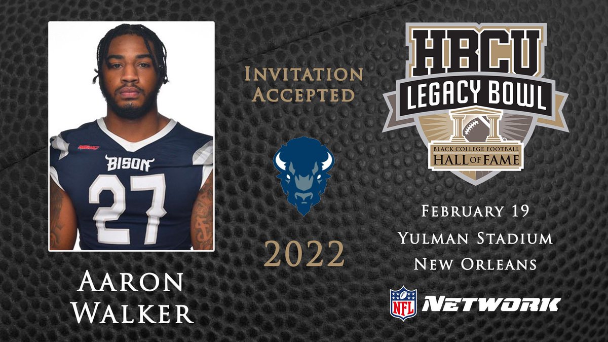 HBCULegacyBowl's tweet photo. We're proud to announce that @HUBISONFOOTBALL DB AARON WALKER (@FlyGuyAaronn) has been selected for the @HBCULegacyBowl! ✊🏿

https://t.co/dsHhTftr0D

@nflnetwork @NFL @BCFHOF https://t.co/v3IeNX4UEX