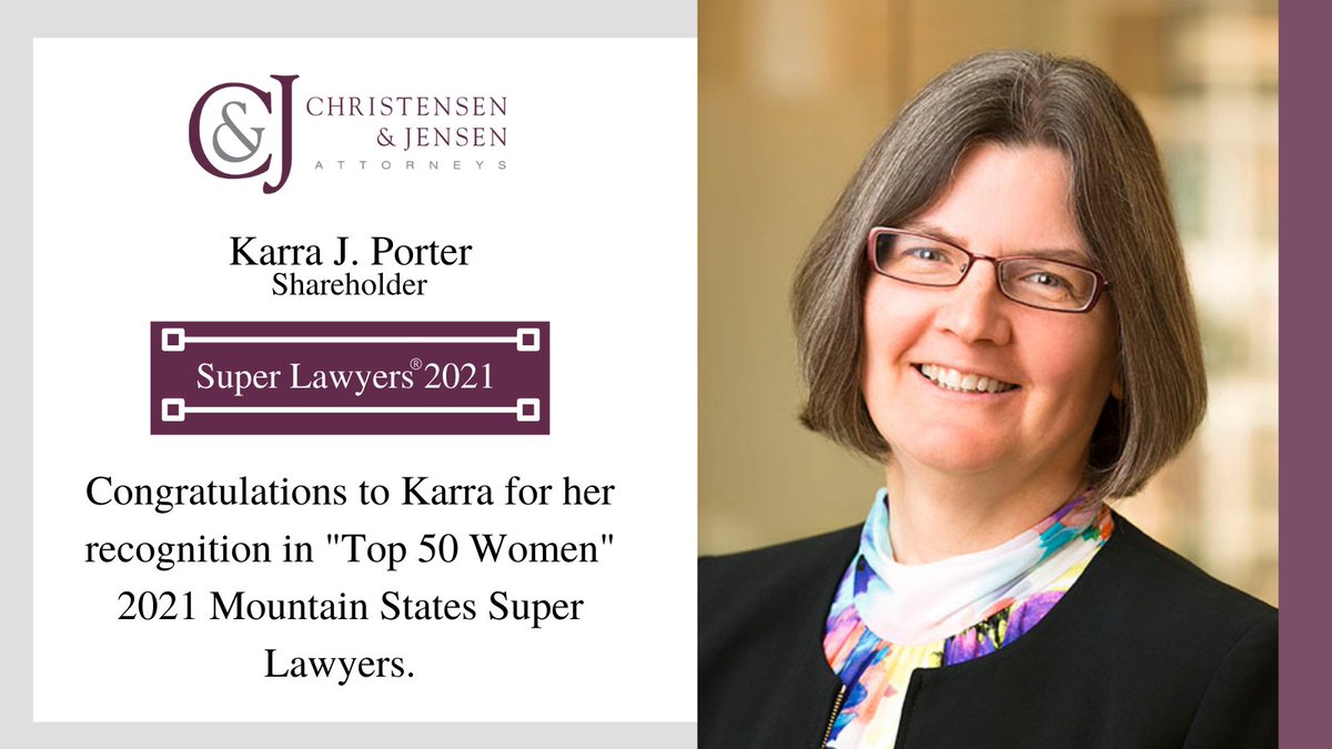 ChrisJenLaw's tweet photo. @KarraPorter is a "Top 50 Women" @SuperLawyers of 2021. Check out her Super Lawyers achievements here -> https://t.co/d2DuAwneOg https://t.co/JnJHXN5bCI