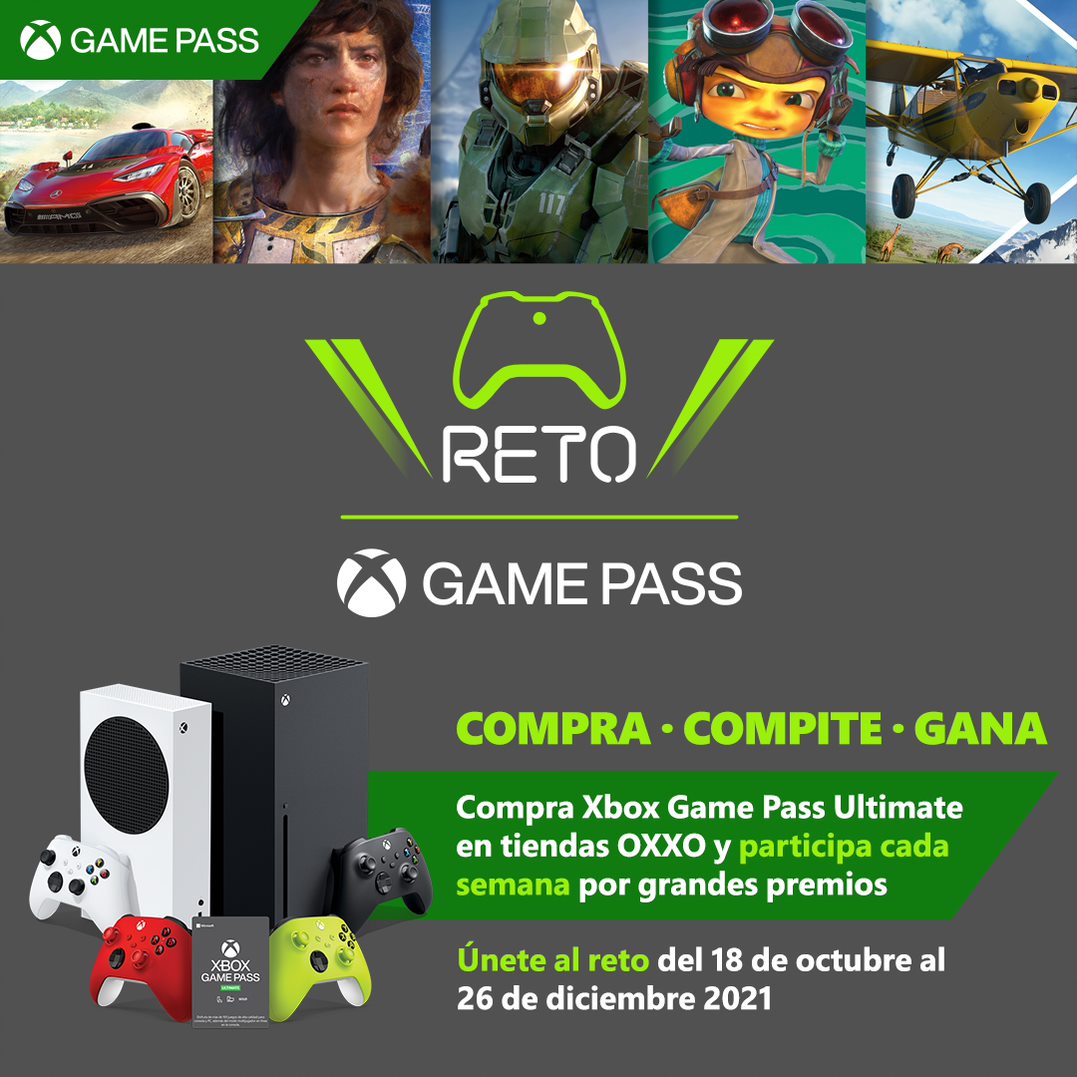 Tiendas_OXXO's tweet photo. Participa ya en el #RetoGamePass por un casco de Halo Inifnite. Compra Xbox Game Pass Ultimate en tiendas OXXO y checa las bases https://t.co/sa97YUlGr6 https://t.co/bdNWZfFQpc