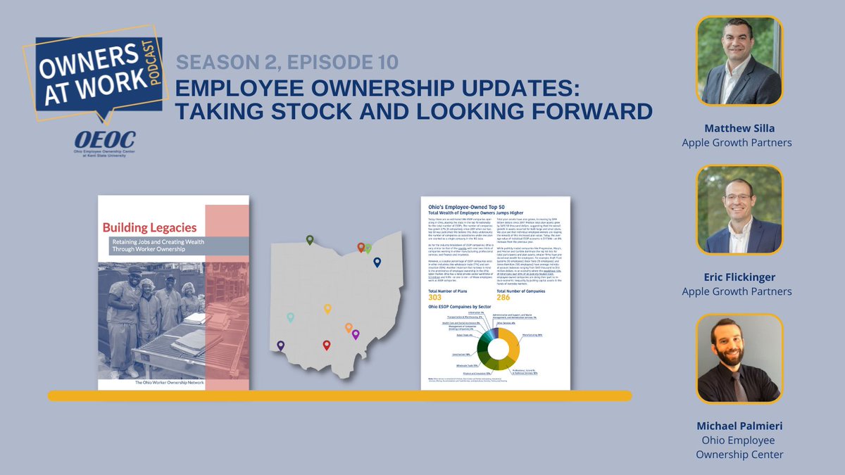 In our new episode, we look back on 2021 and discuss how covid impacted #employeeowned companies, two recent reports published by the OEOC, and new developments that are taking place in the #employeeownership sector in Ohio.
Listen here: bit.ly/OwnersAtWorkS2…
@Apple_Growth