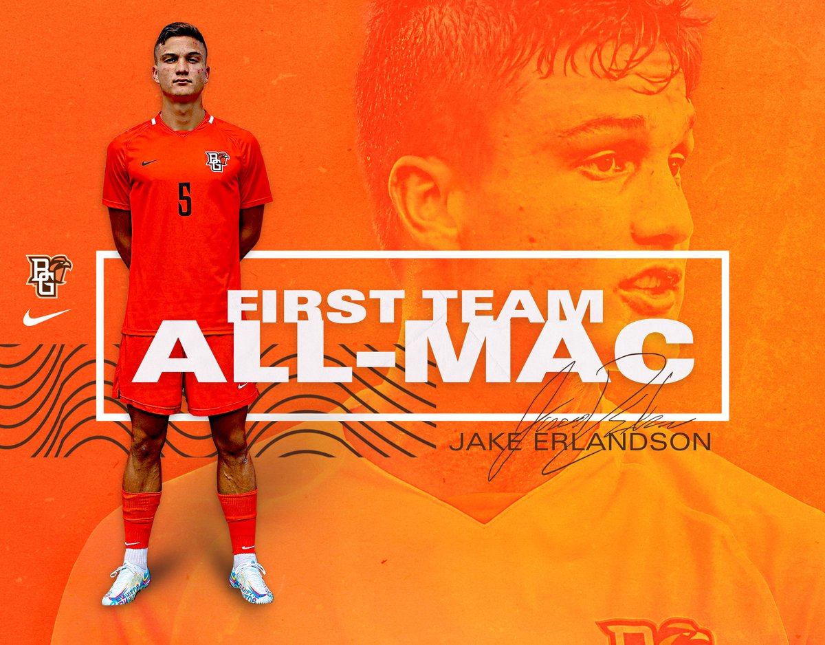 BGSUMSoccer's tweet photo. ‼️JAKE‼️

JACOB ERLANDSON has been named to the All-MAC First Team in each of his 2 seasons with the Falcons‼️

#AyZiggy | ⚽⚽⚽ https://t.co/YrwAUzSn9p