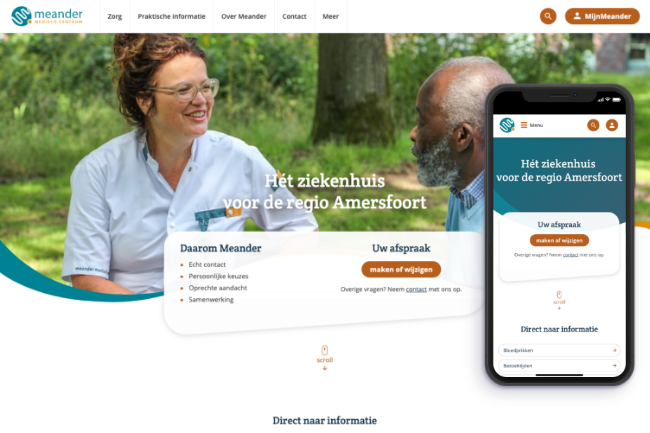 FunaticNL's tweet photo. De nieuwe website en het nieuwe patiëntenportaal van 
@MeanderMC staan online! Samen met @Zorgbroeders en Meander hebben we hard gewerkt aan een servicegericht, toegankelijk en intuïtief webplatform dat ook goed leesbaar is op mobiele apparaten.
https://t.co/OEqdqVmgf2 https://t.co/4LzKHCtGor