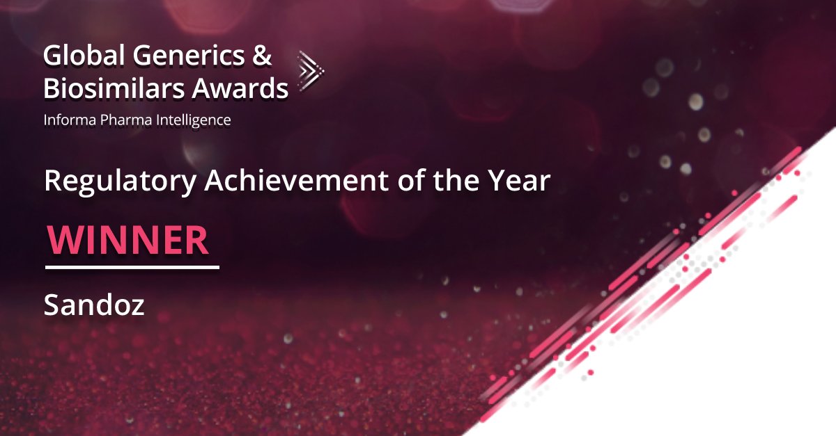 GGB_Awards's tweet photo. The Award for Regulatory Achievement of the Year goes to… Sandoz! Congratulations on your well-deserved win! #GGBAwards https://t.co/bAq3R4aJY7