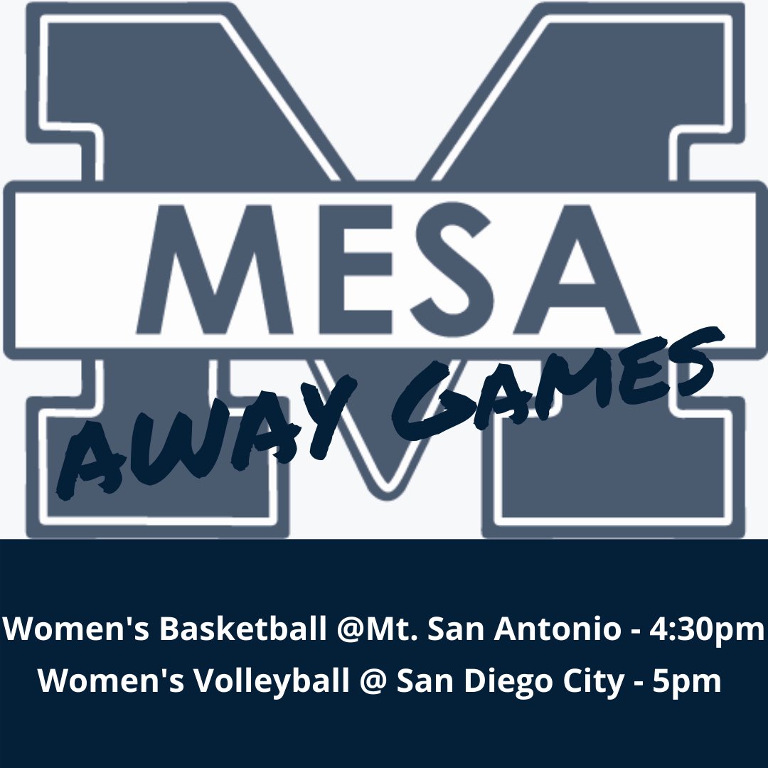 sdmesaathletics's tweet image. Game day!!! 

-Men’s Basketball faces @CYPRESSChargers at home 

-Women’s basketball travels to @MtSAC_athletics 

-Women’s volleyball travels to @sdcityknights 

#GoOlympians #SDMesaCollege #PCAC 
@sdmesacollege @DrRyanShumaker @sd_mesavball @MesaBasketball_