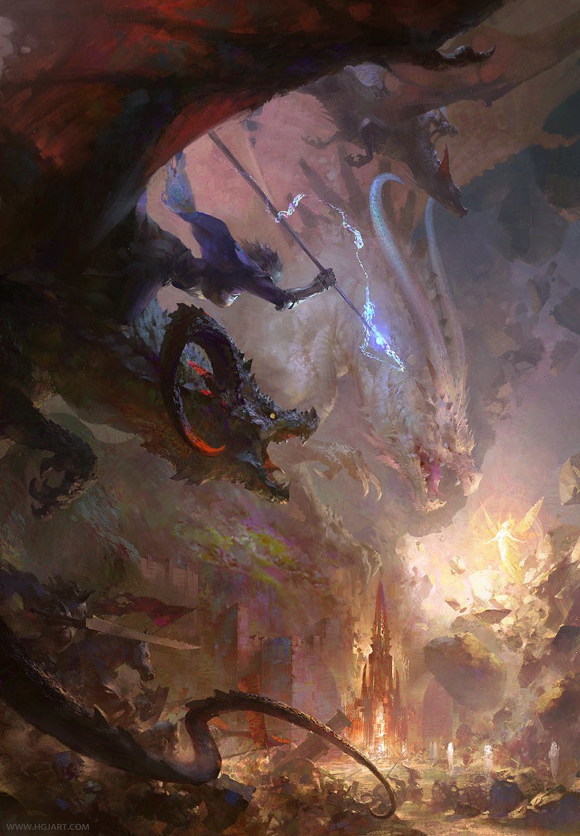 HgjArtt's tweet image. Little fairy brave big evil dragon