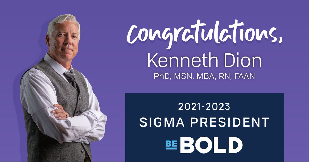Sigma Nursing (@sigmanursing) on Twitter photo We are proud to officially announce <a href="/KennethDion/">Dr. Kenneth Dion (he\him\his)</a> as the 34th president of Sigma. Please join us in offering him a warm welcome.
Learn more about President Dion's call for us to "be bold" as he guides our vision of #GlobalNursingExcellence this biennium » bit.ly/3wAZuxx We are proud to officially announce <a href="/KennethDion/">Dr. Kenneth Dion (he\him\his)</a> as the 34th president of Sigma. Please join us in offering him a warm welcome.
Learn more about President Dion's call for us to "be bold" as he guides our vision of #GlobalNursingExcellence this biennium » bit.ly/3wAZuxx