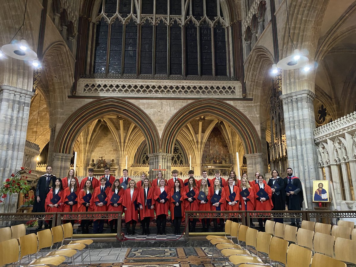 KSBMusicDept's tweet photo. What a fabulous group of singers - Chapel Choir have done an excellent job of their first evensong in 18 months. Thank you also to all of the parents, OBs and other supporters who joined us in @ExeterCathedral!! @KingsBruton @OldBrutonians https://t.co/u5FvmvHjIh