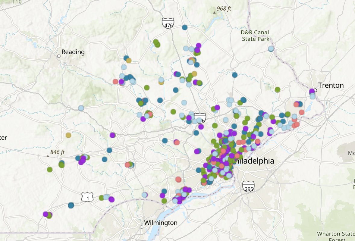 rw_briggs's tweet photo. Geographic clustering of affordable housing projects in the region: https://t.co/eT8l7m5j7p