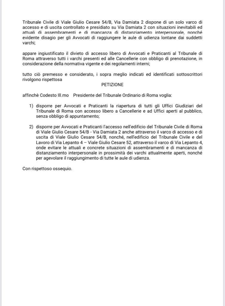 VisRomana's tweet photo. #VisRomana avanza una #petizione per la #riapertura di #Cancellerie e varchi del #Tribunale senza le attuali restrizioni. A Via Golametto, via Damiata, V.le Giulio Cesare 52, i nostri Associati raccoglieranno le firme di #Avvocati e Praticanti che vorranno sostenere l'iniziativa. https://t.co/EECPKnXaFq