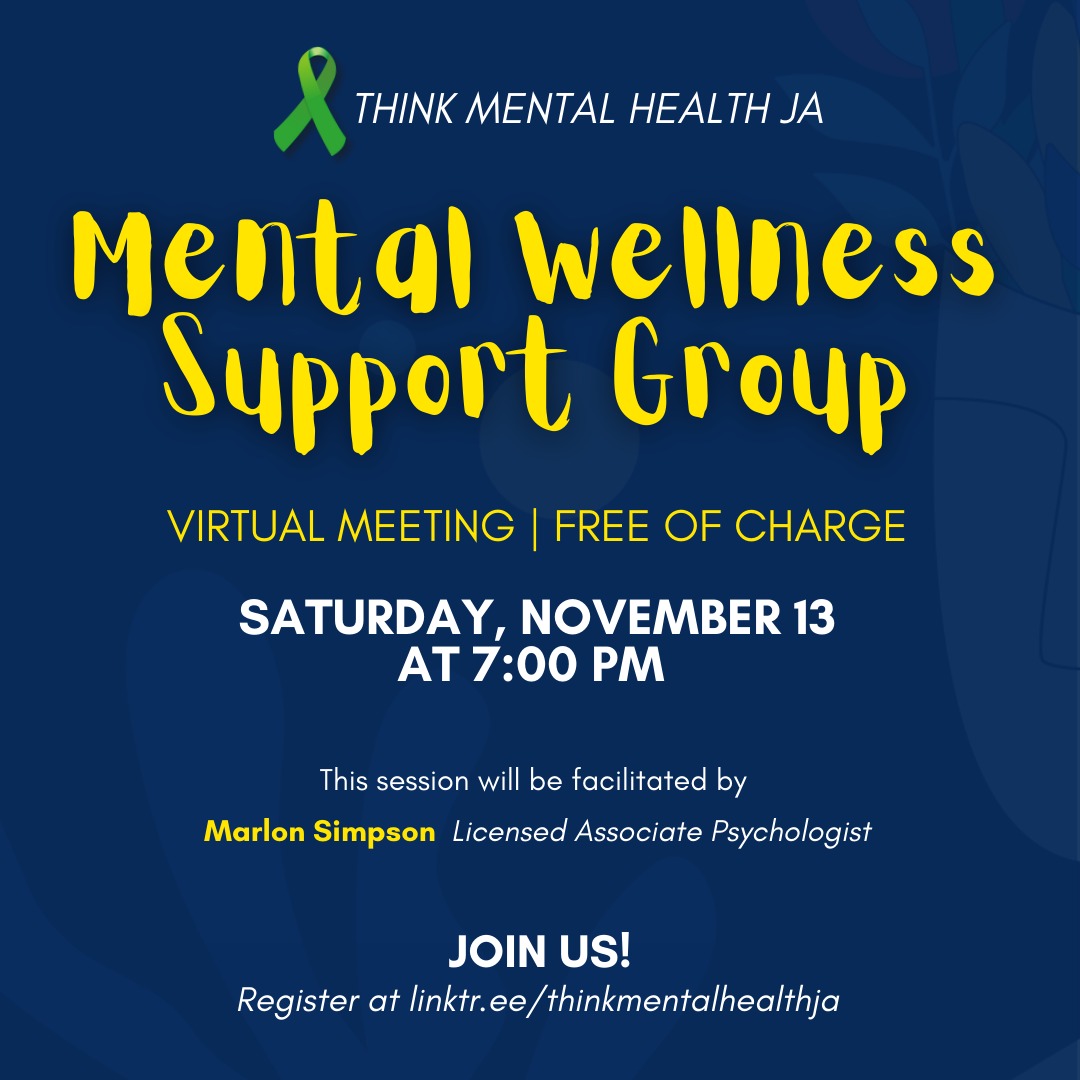 ThinkMH_ja's tweet photo. Join us this Saturday, November 13 at 7PM for our mental wellness support group session. 

This week, Marlon Simpson @loveyourmindtoo (IG)  will facilitate our session. Thank you Marlon! 🙏🏾

Register here: https://t.co/NP9wwYkDhi 💚  See you soon! https://t.co/aAQjmfYv06