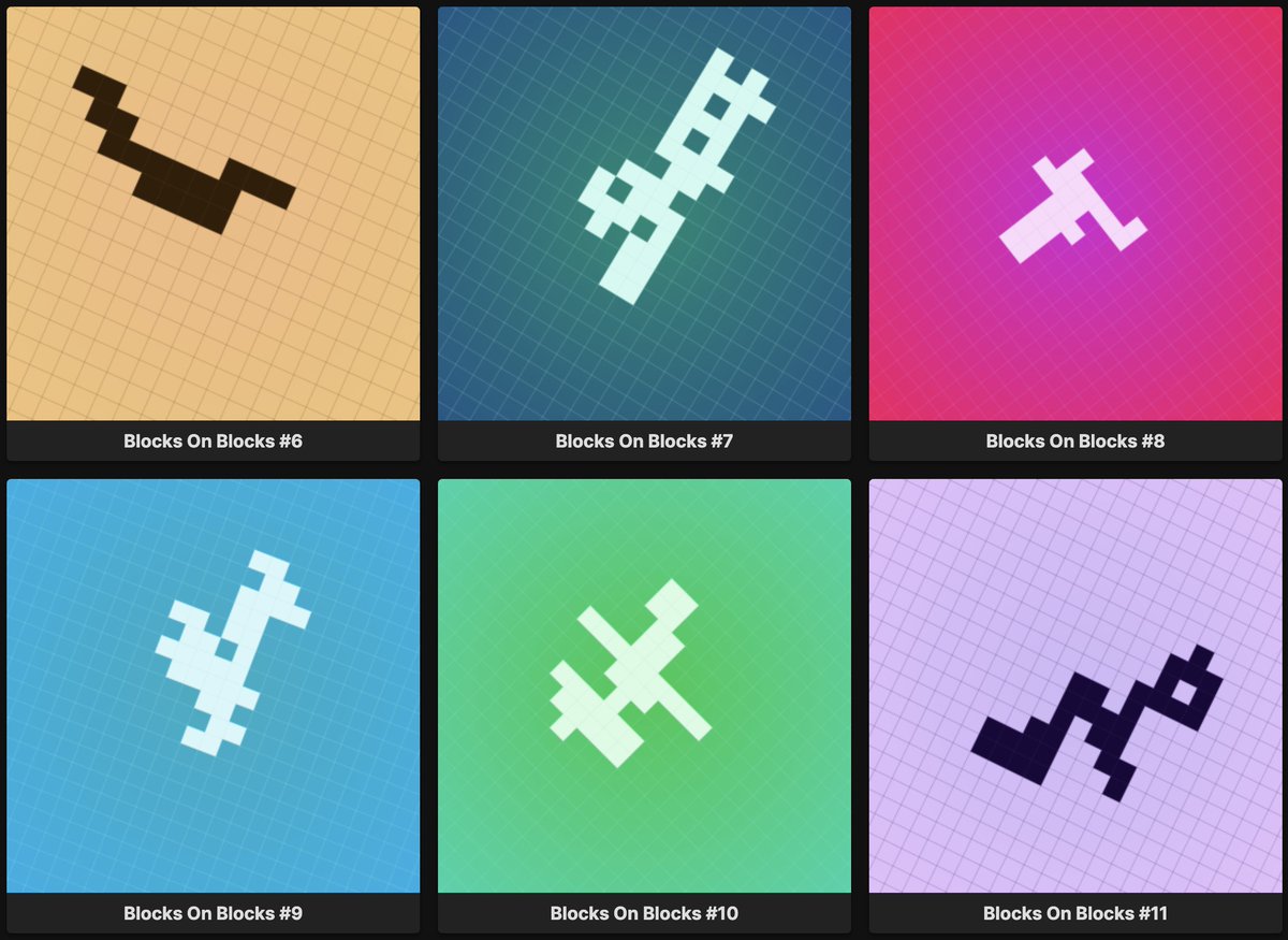 I'm so proud of <a href="/achiru0/">Achiru</a>. The blocks-on-blocks.art #tezos #nft project is so cool and now OPEN TO MINT.
I minted 10 of these tetris #genart beauties. It's time to support the #opensource contract and tech we've built together. You have 10 min left for the presale.