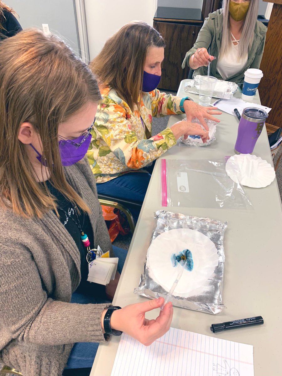 TeacherAllison's tweet photo. We had the best time exploring #handsonsteam with @BGISD’s fantastic early childhood team. Watching them get excited about these activities and hearing them make plans for how to match each one to their students’ needs filled our hearts today! #ittybittypurples @prufrockpress https://t.co/h6jItp6JEU