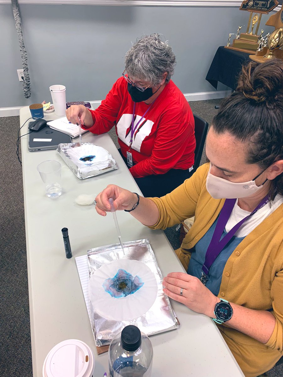 TeacherAllison's tweet photo. We had the best time exploring #handsonsteam with @BGISD’s fantastic early childhood team. Watching them get excited about these activities and hearing them make plans for how to match each one to their students’ needs filled our hearts today! #ittybittypurples @prufrockpress https://t.co/h6jItp6JEU