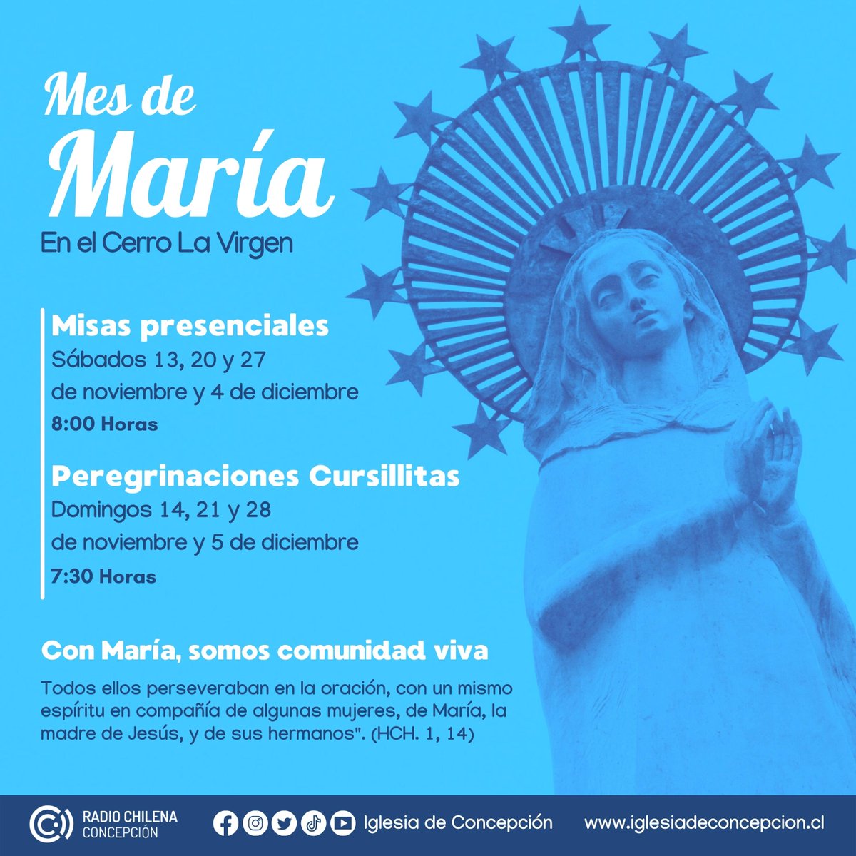 Te invitamos al Cerro La Virgen, este Mes de María 2021 🙏 Todos los sábados y domingos 🗓️ #Miercoles #FelizMartesATodos #Chile