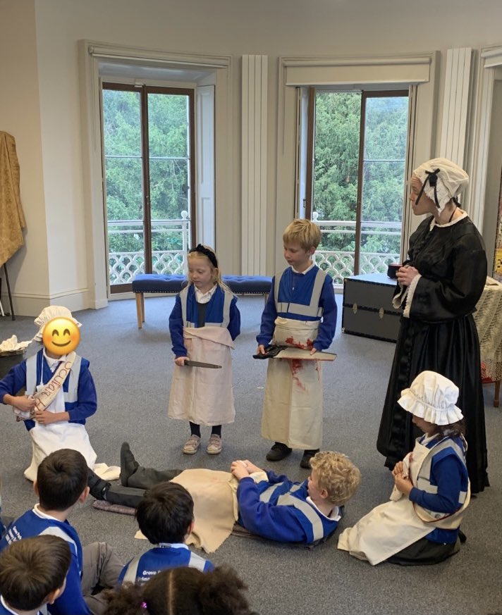 groveparksch's tweet photo. This week Year 2 went on a trip to @Gunnersbury1. We learnt lots of local history and took part in a Florence Nightingale workshop. We even got to meet Florence and help her tell the story of her life! https://t.co/pO3nKA9VHx