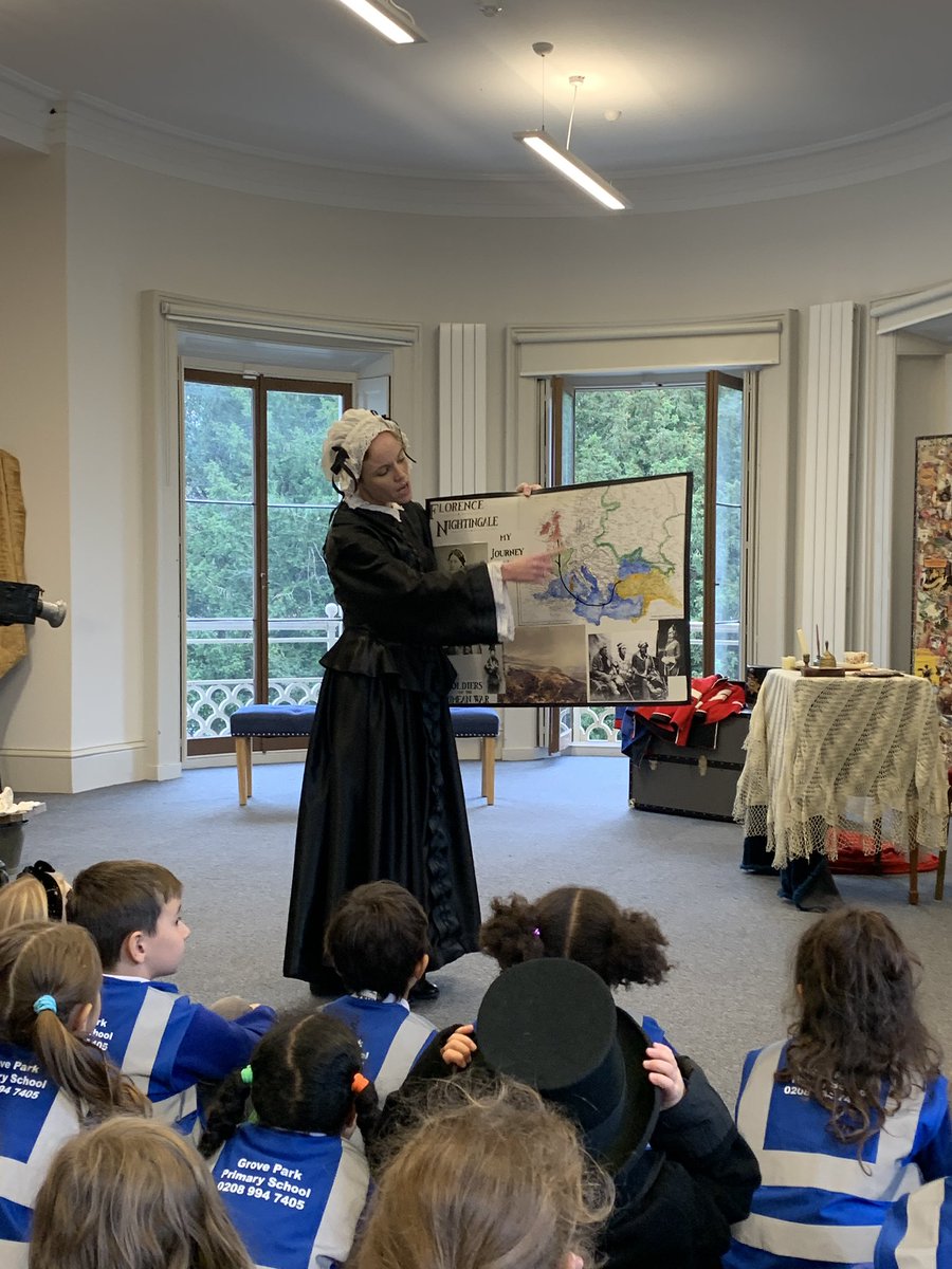 groveparksch's tweet photo. This week Year 2 went on a trip to @Gunnersbury1. We learnt lots of local history and took part in a Florence Nightingale workshop. We even got to meet Florence and help her tell the story of her life! https://t.co/pO3nKA9VHx