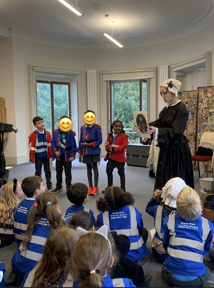 groveparksch's tweet photo. This week Year 2 went on a trip to @Gunnersbury1. We learnt lots of local history and took part in a Florence Nightingale workshop. We even got to meet Florence and help her tell the story of her life! https://t.co/pO3nKA9VHx