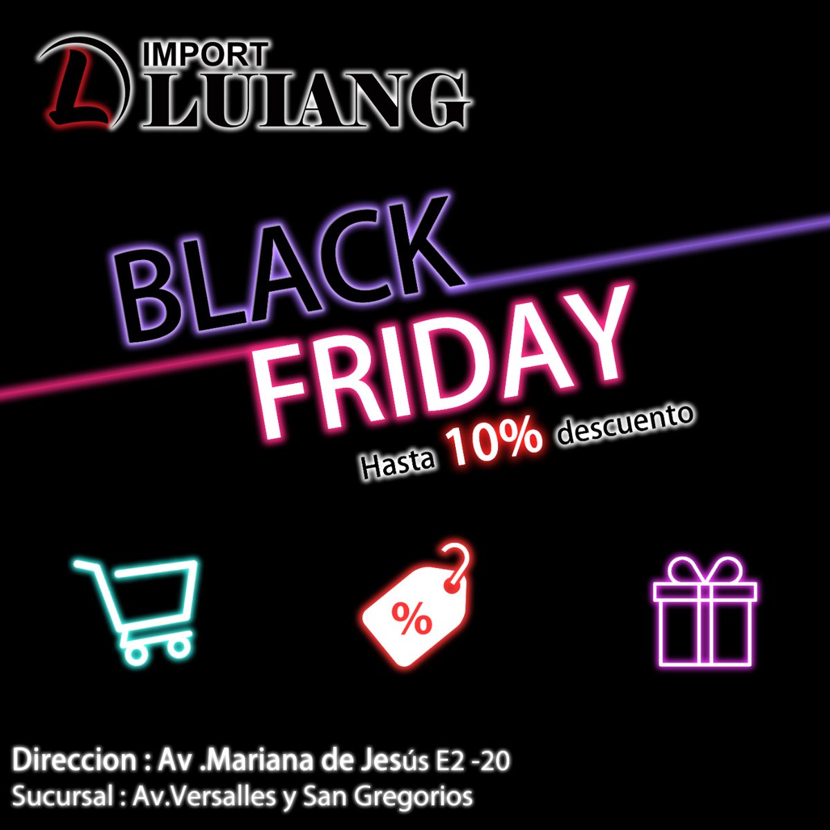 ImportLuiang's tweet photo. ¡Los deseos más GRANDES y FUERTES se harán realidad en este BLACK FRIDAY! Ven a Import Luiang y aprovechas estas ofertas con hasta un 10 % de ahorro.
Oferta válida desde el 22 al 28 de noviembre 2021.
NOTA: 
-Promoción válida también  para compras por página web. https://t.co/cRnmyQqfAA