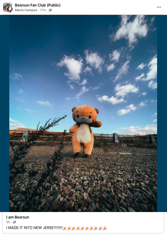 alexheard's tweet photo. #Bearsun has made it to New Mexico's sister state, New Jersey. (So designated because both are "New" and I've lived in each.) It's a special land, home to @outsidemagazine greats like @ariellagintzler, @ellesep, and @Don_Katz. I know they'll join me in applauding his achievement. https://t.co/ddhhNAaVhB