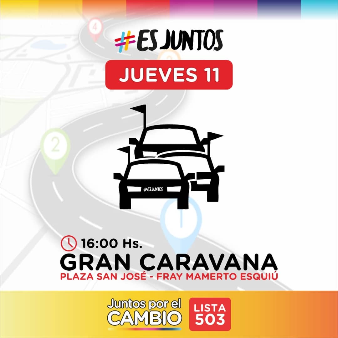 JRCatamarca_'s tweet photo. ¡GRAN CARAVANA Y CIERRE DE CAMPAÑA! 🖐🏼
Te invitamos compartir con nuestros candidatos y candidatas al tramo final de la campaña.
Este domingo tenemos que decirle #BASTA a los privilegios y la corrupción.
#EsJuntos
#ProtagonistasDelPresente https://t.co/52DaS7GQC3