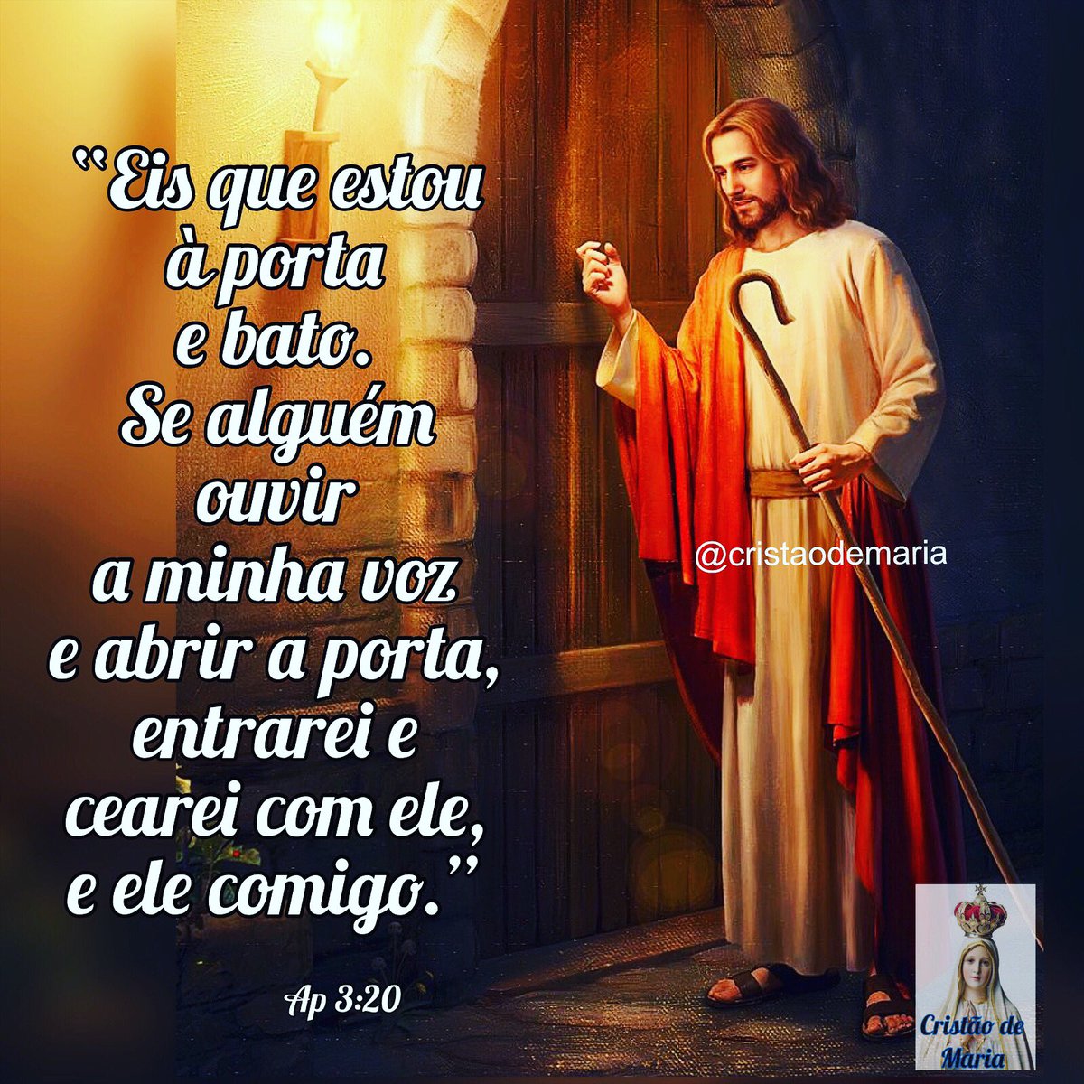 Poucos escutam Sua voz. Menos ainda abrem a porta. Deixe sua porta se abrir para recebê-Lo, desbloqueie sua alma para Ele, ofereça-Lhe as boas-vindas em sua mente e em seu coração. Nossa porta pela qual Cristo entra é a fé; se for forte o suficiente, toda a casa estará segura.