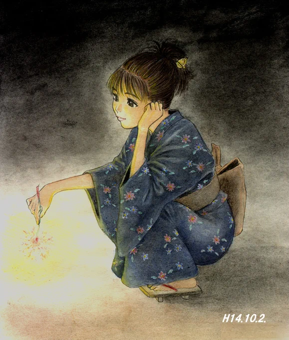#独身の日  ってことで独身の頃の絵を。 高卒でアシスタントになった18～19歳の頃やね。 完全アナログ時代。 トーンぽいところはすべて点描だね…(笑)  翌年から今の妻と暮らし始めたので 独身だったのは実質この一年だけなんだなぁ今思えば。
