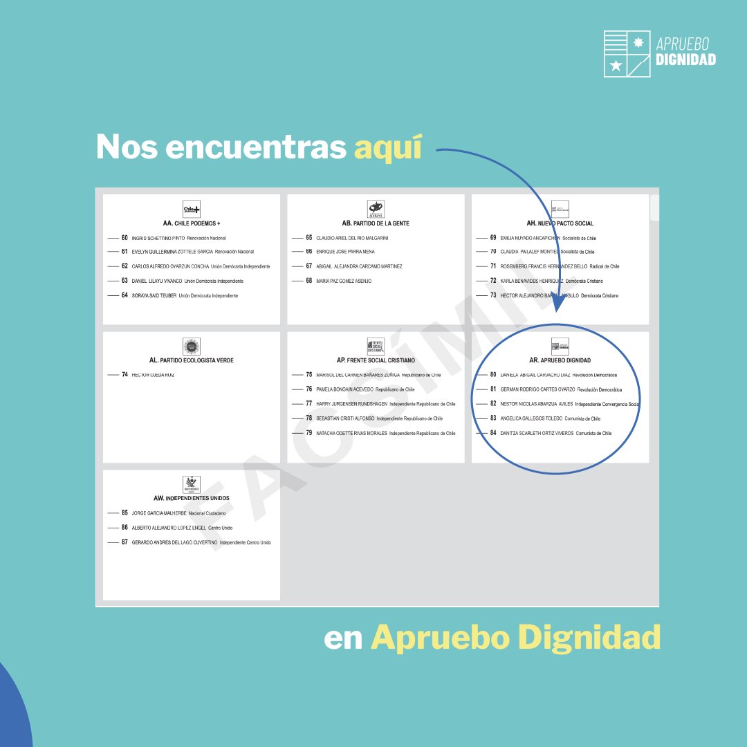 danielacarvacho's tweet photo. Ya tenemos papeleta!!
Este 21 de Noviembre para la diputación vota:
Daniela Carvacho AR-80 lista Apruebo Dignidad y recuerda 1 @gabrielboric Presidente
✊💗
#AR80 #danielacarvacho #elecciones #apruebodignidad #distrito25 https://t.co/QWyMlDeV6s