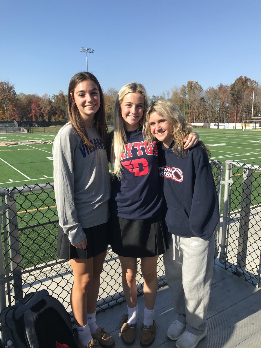 Congrats to our 2 PVIGS college-signees! 
Caroline Graham-Villanova bound;
Sophie Weeks-Dayton bound!
And they posed w/maybe a future signee-??