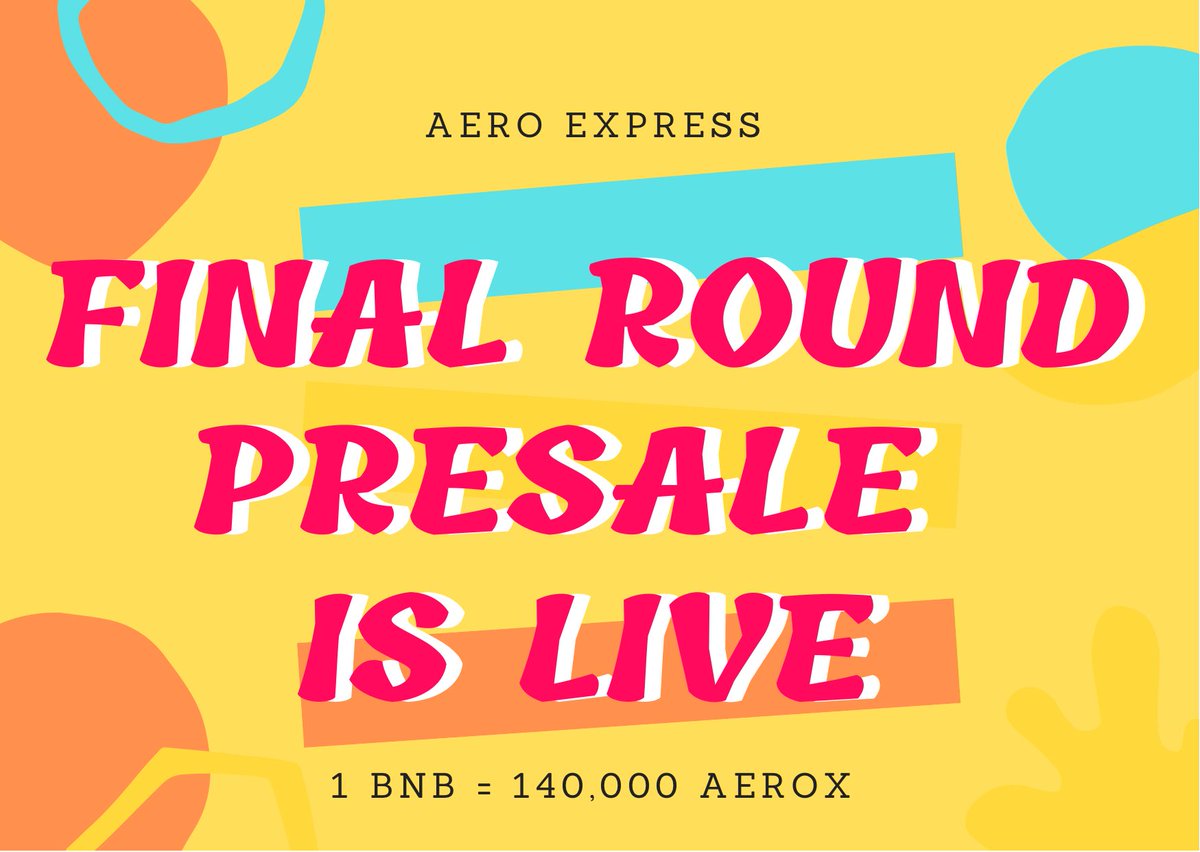 AeroExpressNFT's tweet photo. @AeroExpressNFT Final Round Presale is Live.

How to buy?

Just send BNB to our Smartcontract and you will received your $AEROX in realtime.

1 BNB = 140,000 $AEROX https://t.co/OI8XaN6vBt