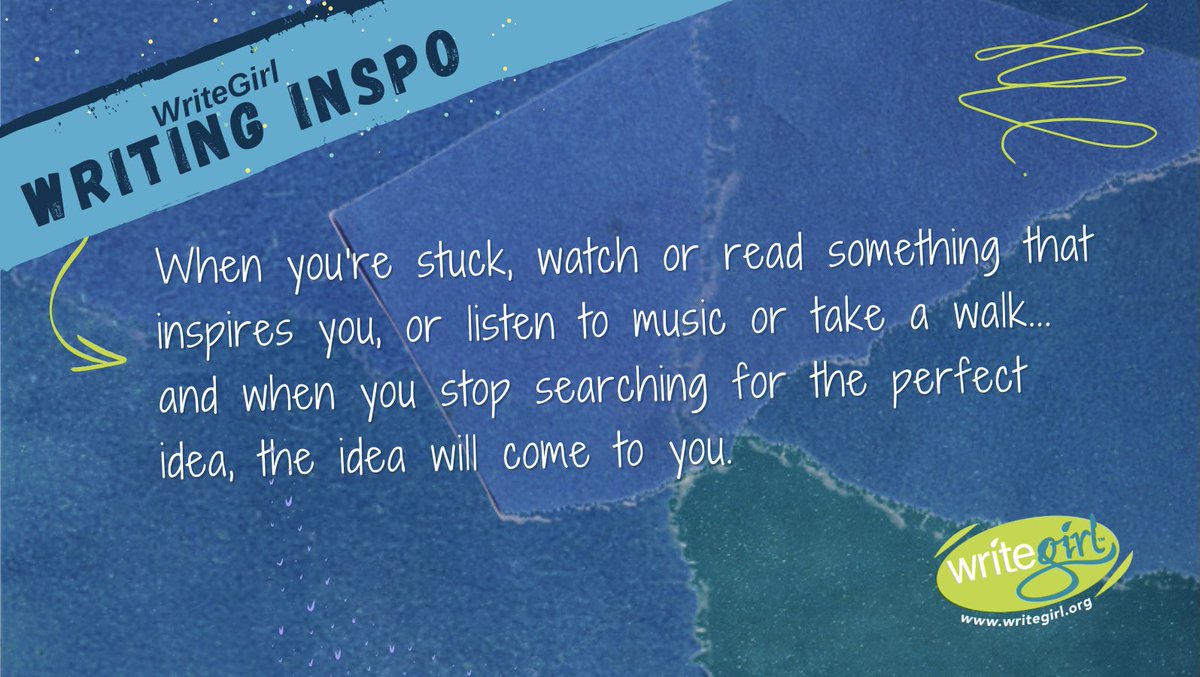 WriteGirlLA's tweet photo. Welcome back to #WritingWisdomWednesday! We love this inspiration from our anthology “This Moment”: when you feel creatively stuck or blocked, relax and be inspired by everything around you. And when you stop searching, you might just stumble upon an idea! https://t.co/N6GrrPodi2