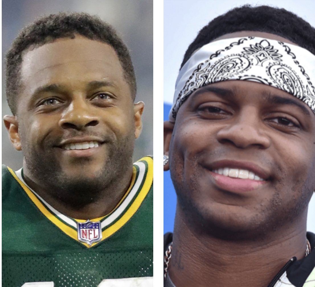 mkollat's tweet photo. Is it me or could @rcobb18 pass for a country music singer and @JimmieAllen as a @packers player?  #CMAawards https://t.co/IK5VQJLEiz