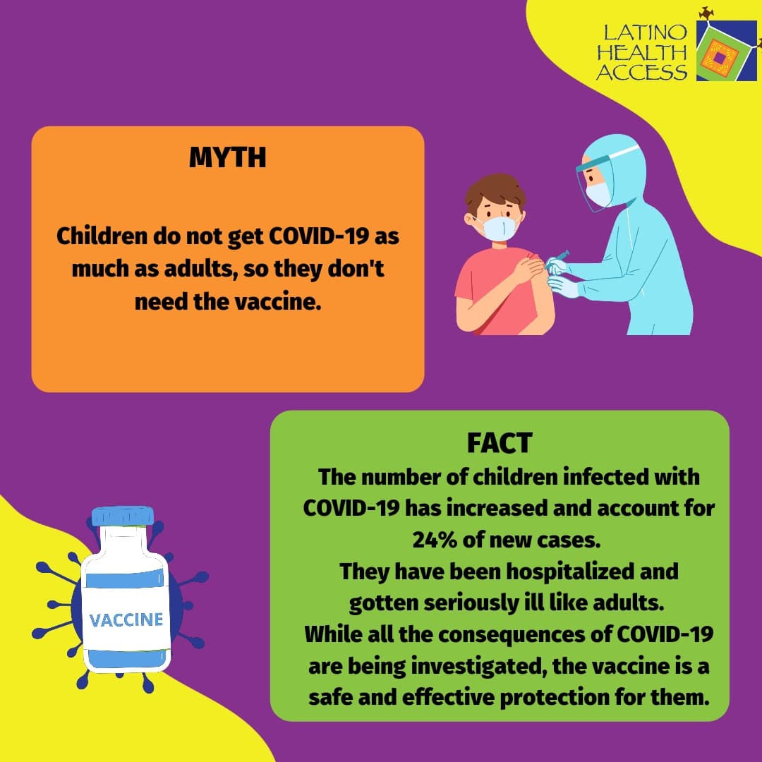 LHAORG's tweet photo. Learn about the myths and facts when it comes to getting your child vaccinated. 
.
.
Conozca los mitos y la verdad a la hora de vacunar a su hijo.

#weareLHA #helpstopthespread #myths #facts #Pfizer https://t.co/WaFIeOhFDZ
